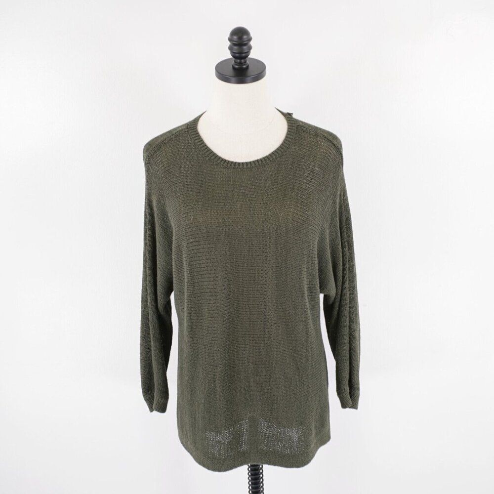 Ann Taylor Loft Green Knit Small Pullover Sweater Long‎ Sleeve